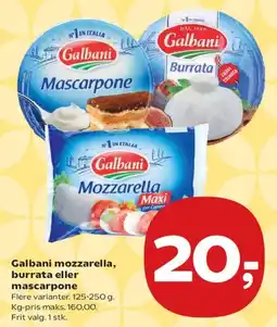 Kvickly Galbani mozzarella, burrata eller mascarpone tilbud
