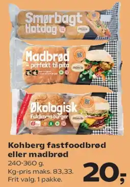 Kvickly Kohberg fastfoodbrød eller madbrød tilbud