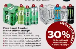 Kvickly Faxe Kondi Booster eller Monster Energy tilbud