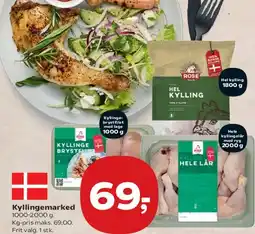 Kvickly Hel kylling / Kyllingemarked tilbud