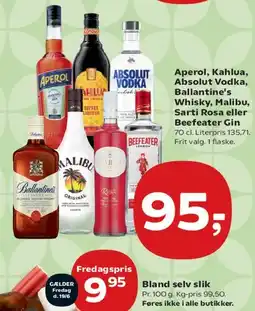 Kvickly Aperol, Kahlua, Absolut Vodka, Ballantine's m.fl. tilbud