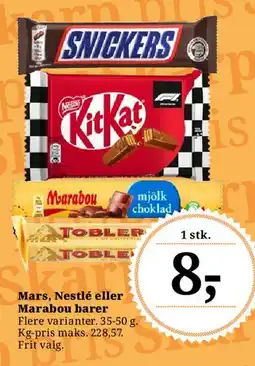Dagli'Brugsen Mars, Nestlé eller Marabou barer tilbud