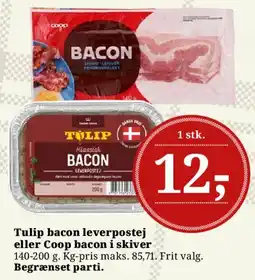 Dagli'Brugsen Tulip bacon / Coop bacon i skiver tilbud