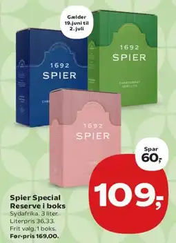 Kvickly Spier Special Reserve i boks tilbud