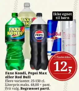 Dagli'Brugsen Faxe Kondi, Pepsi Max eller Red Bull tilbud