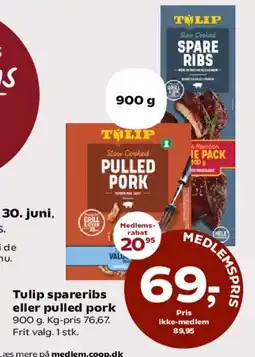Dagli'Brugsen Tulip spareribs eller pulled pork tilbud