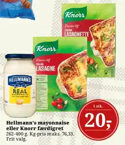 Dagli'Brugsen Hellmann's mayonnaise eller Knorr færdigret tilbud