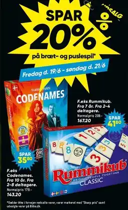 Bilka Brætspil – Rummikub / Codenames tilbud