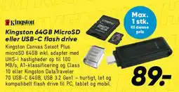 Bilka Kingston 64GB MicroSD eller USB-C flash drive tilbud