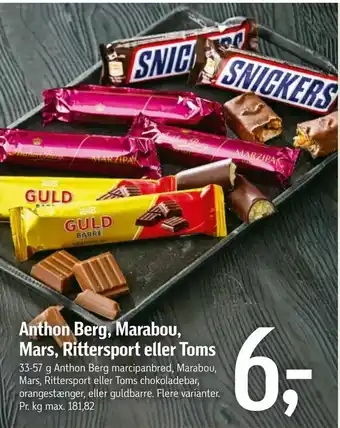 Føtex Anthon Berg, Marabou, Mars, Rittersport eller Toms tilbud