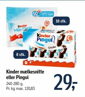 Føtex Kinder mælkesnitte eller Pingui tilbud