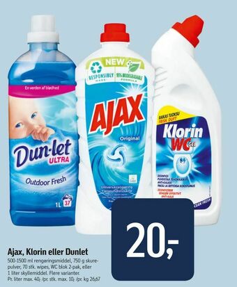 Ajax, Klorin eller Dunlet