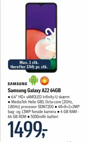 Føtex Samsung Galaxy A22 64GB tilbud