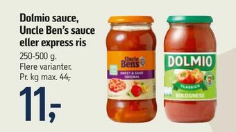 Føtex Dolmio sauce, Uncle Ben's sauce eller express ris tilbud