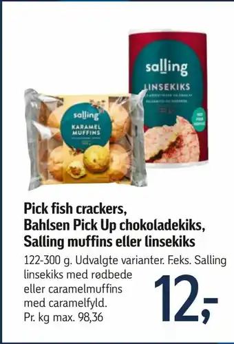 Føtex Pick fish crackers, Bahlsen Pick Up chokoladekiks, Salling muffins eller linsekiks tilbud