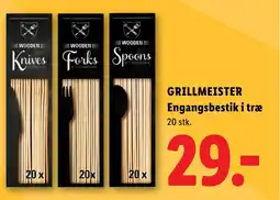 Lidl GRILLMEISTER Engangsbestik i træ tilbud