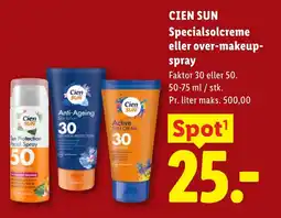 Lidl CIEN SUN Specialsolcreme eller over-makeup- spray tilbud