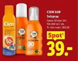 Lidl CIEN SUN Solspray tilbud
