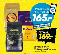Bilka Lavazza eller Löfbergs helbønner tilbud