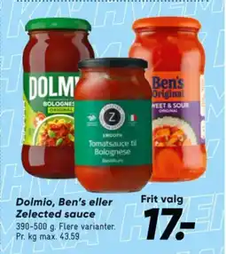 Bilka Dolmio, Ben's eller Zelected sauce tilbud