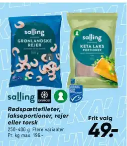 Bilka Rødspættefileter, lakseportioner, rejer eller torsk tilbud