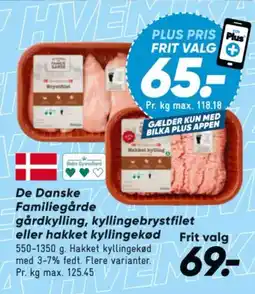 Bilka De Danske Familiegårde gårdkylling, kyllingebrystfilet eller hakket kyllingekød tilbud