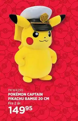 KiDS Coolshop POKÉMON CAPTAIN PIKACHU BAMSE 20 CM tilbud