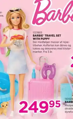 KiDS Coolshop BARBIE TRAVEL SET WITH PUPPY tilbud