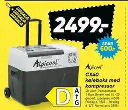 Bilka CX40 køleboks med kompressor tilbud