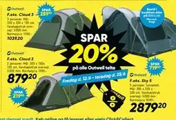 Bilka Spar 20% på alle Outwell telte tilbud