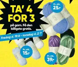 Bilka TA’ 4 FOR 3 på garn. Få den billigste gratis tilbud