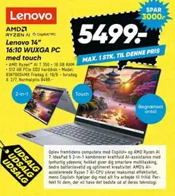 Bilka Lenovo 14 16:10 WUXGA PC med touch tilbud