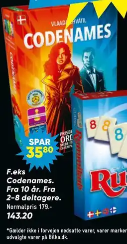Bilka Codenames. Fra 10 år. Fra 2-8 deltagere tilbud