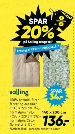 Bilka SPAR 20% på Salling sengetøj tilbud