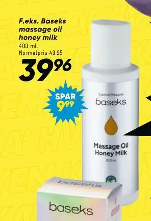 Bilka Baseks massage oil honey milk tilbud