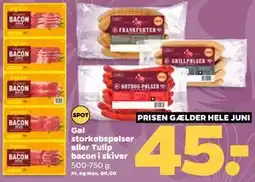 Netto Gøl storkøbspølser eller Tulip bacon i skiver tilbud