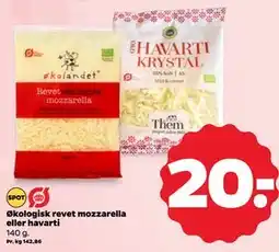 Netto Økologisk revet mozzarella eller havarti tilbud