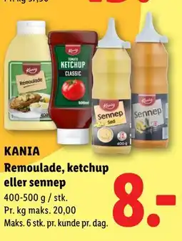 Lidl KANIA Remoulade, ketchup eller sennep tilbud