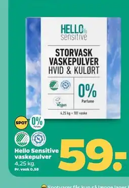 Netto Hello Sensitive vaskepulver tilbud
