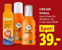 Lidl CIEN SUN Solspray tilbud