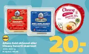 Allans Guld skiveost eller Cheasy havarti skæreost