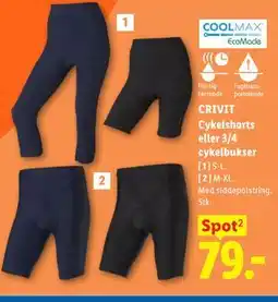 Lidl CRIVIT Cykelshorts eller 3/4 cykelbukser tilbud