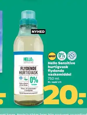 Netto Hello Sensitive hurtigvask flydende vaskemiddel tilbud