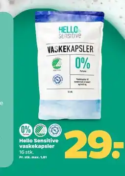 Netto Hello Sensitive vaskekapsler tilbud