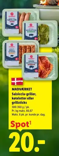 Lidl MADVÆRKET Salsiccia-griller, koteletter eller grillsticks tilbud