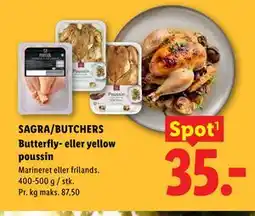 Lidl SAGRA/BUTCHERS Butterfly- eller yellow poussin tilbud