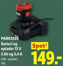 Lidl PARKSIDE Batteri og oplader 12 V 2 Ah og 2,4 A tilbud