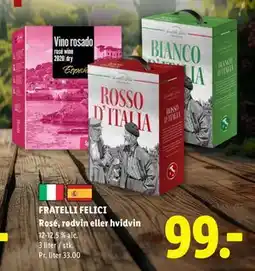 Lidl FRATELLI FELICI Rosé, rødvin eller hvidvin tilbud