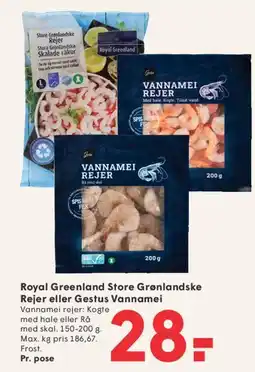 SPAR Royal Greenland Store Grønlandske Rejer eller Gestus Vannamel rejer tilbud