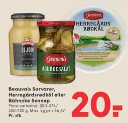 SPAR Beauvais Survarer / Herregårds rødkål / Bähncke Sennep tilbud